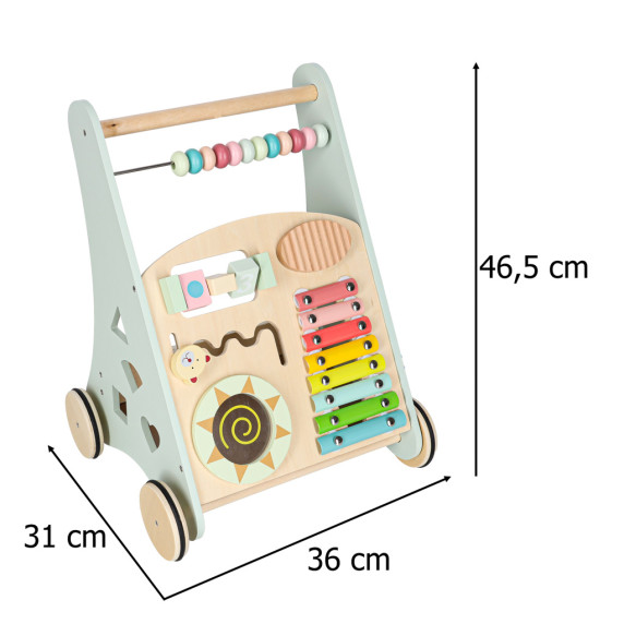 Fa oktató járássegítő számolóval, formaválogatóval és cintányérokkal - Kék