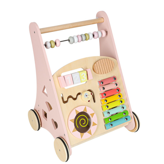 Fa oktató járássegítő számolóval, formaválogatóval és cintányérokkal - Rózsaszín
