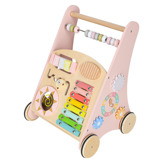 Fa oktató járássegítő számolóval, formaválogatóval és cintányérokkal - Rózsaszín