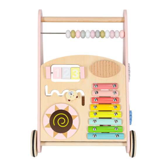 Fa oktató járássegítő számolóval, formaválogatóval és cintányérokkal - Rózsaszín