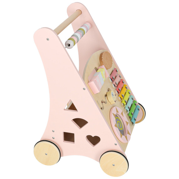 Fa oktató járássegítő számolóval, formaválogatóval és cintányérokkal - Rózsaszín