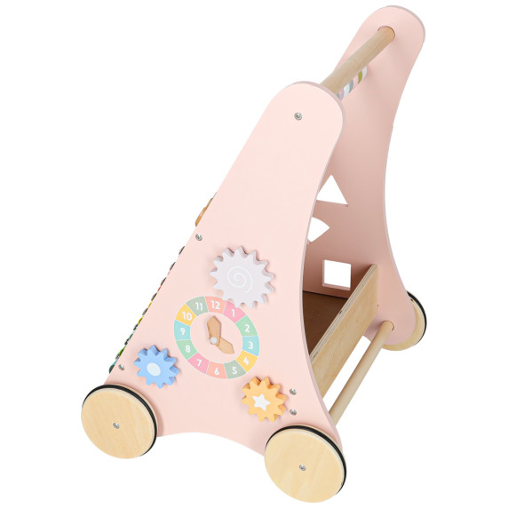 Fa oktató járássegítő számolóval, formaválogatóval és cintányérokkal - Rózsaszín