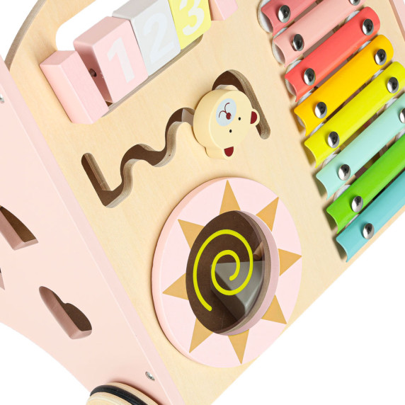 Fa oktató járássegítő számolóval, formaválogatóval és cintányérokkal - Rózsaszín
