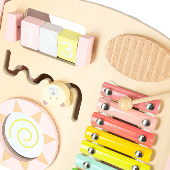 Fa oktató járássegítő számolóval, formaválogatóval és cintányérokkal - Rózsaszín