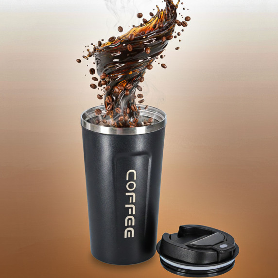 Smart termohrnček s LED displejom 500 ml COFFEE - čierny