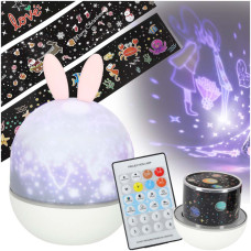 LED éjjeli lámpa csillagprojektorral és távirányítóval CUTE ELF Projection lamp - Nyuszi - 