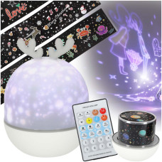 LED éjjeli lámpa csillagprojektorral és távirányítóval CUTE ELF Projection lamp - Rénszarvas - 