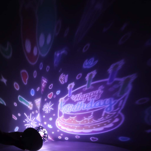 LED éjjeli lámpa csillagprojektorral és távirányítóval CUTE ELF Projection lamp - Rénszarvas