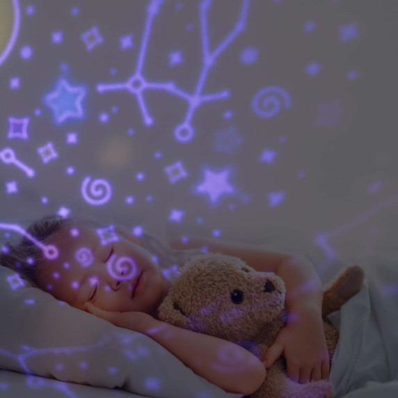 LED éjjeli lámpa csillagprojektorral és távirányítóval CUTE ELF Projection lamp - Rénszarvas