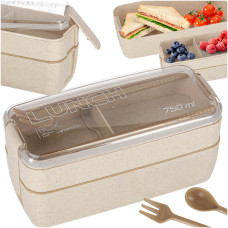 Uzsonnás doboz, ételdoboz rekeszekkel 750 ml LUNCH BOX - Bézs - 