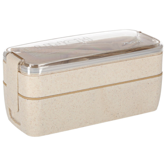 Uzsonnás doboz, ételdoboz rekeszekkel 750 ml LUNCH BOX - Bézs