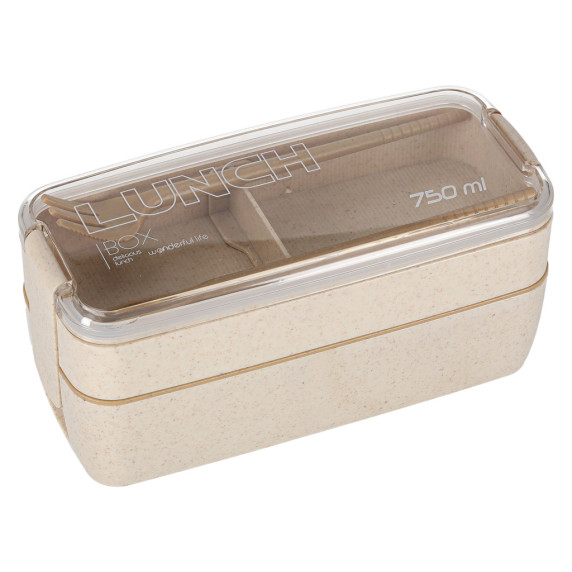 Uzsonnás doboz, ételdoboz rekeszekkel 750 ml LUNCH BOX - Bézs