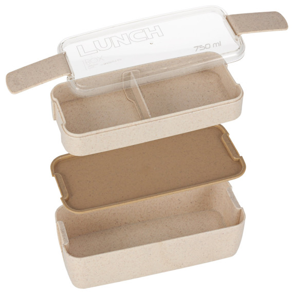 Uzsonnás doboz, ételdoboz rekeszekkel 750 ml LUNCH BOX - Bézs
