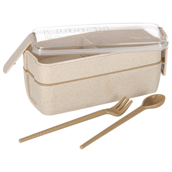Uzsonnás doboz, ételdoboz rekeszekkel 750 ml LUNCH BOX - Bézs