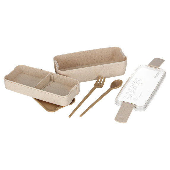 Uzsonnás doboz, ételdoboz rekeszekkel 750 ml LUNCH BOX - Bézs