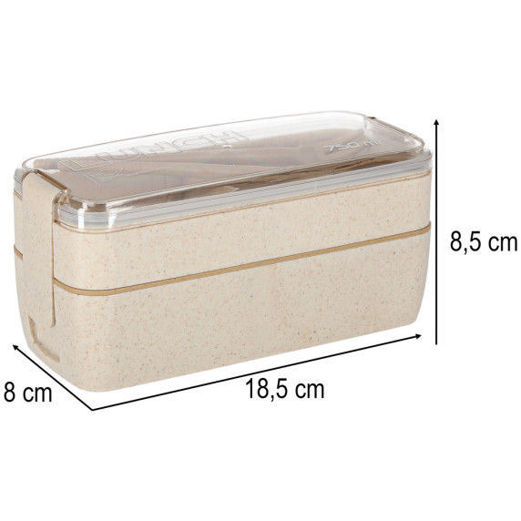 Uzsonnás doboz, ételdoboz rekeszekkel 750 ml LUNCH BOX - Bézs