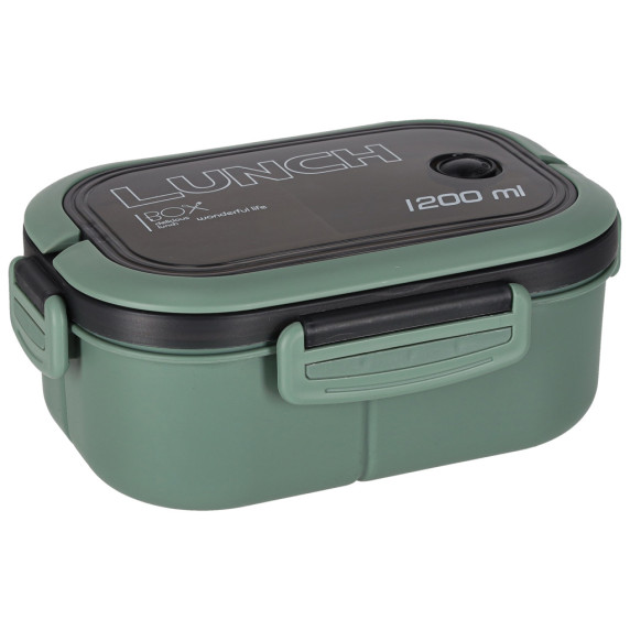 Uzsonnásdoboz, ételdoboz rekeszekkel 1200 ml LUNCH BOX SPLIT - Zöld