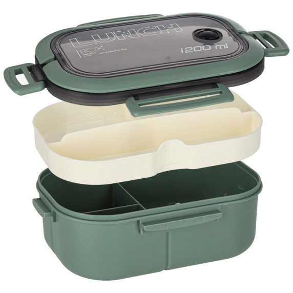 Uzsonnásdoboz, ételdoboz rekeszekkel 1200 ml LUNCH BOX SPLIT - Zöld