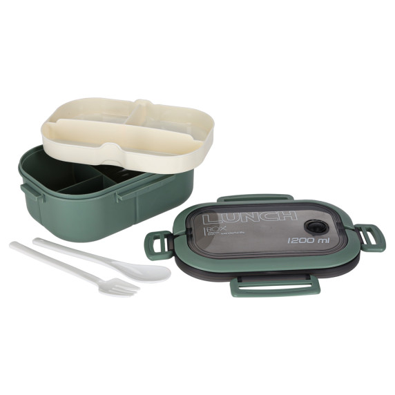 Uzsonnásdoboz, ételdoboz rekeszekkel 1200 ml LUNCH BOX SPLIT - Zöld