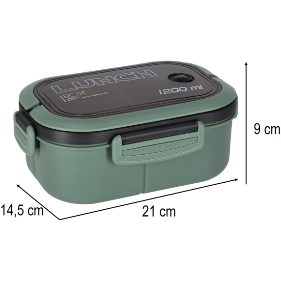 Uzsonnásdoboz, ételdoboz rekeszekkel 1200 ml LUNCH BOX SPLIT - Zöld