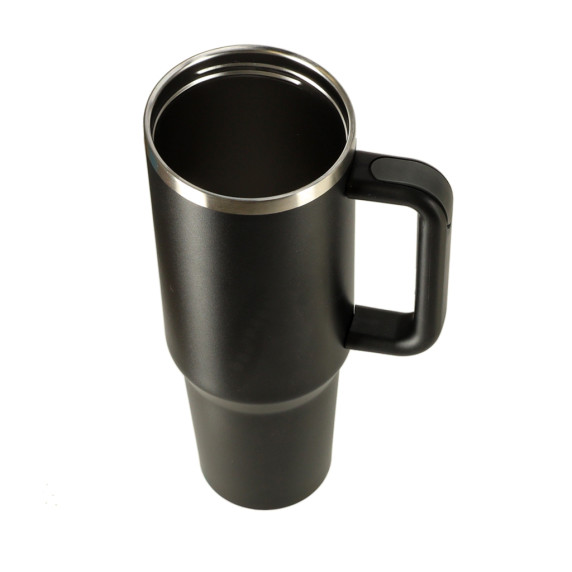 Termohrnček so slamkou a rúčkou 1200 ml - čierny