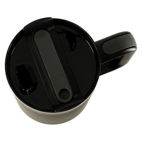Termohrnček so slamkou a rúčkou 1200 ml - čierny