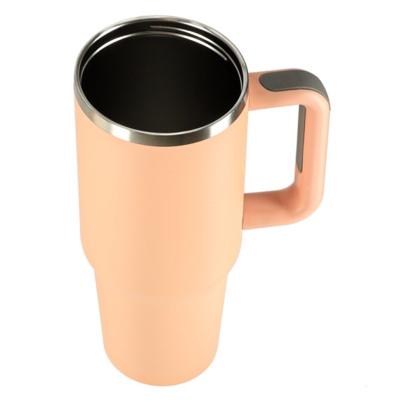 Termohrnček so slamkou a rúčkou 1200 ml - ružová