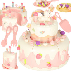 Tort aniversar de feliat cu melodie, 16 piese – ROTATING MUSIC CAKE – roz - 