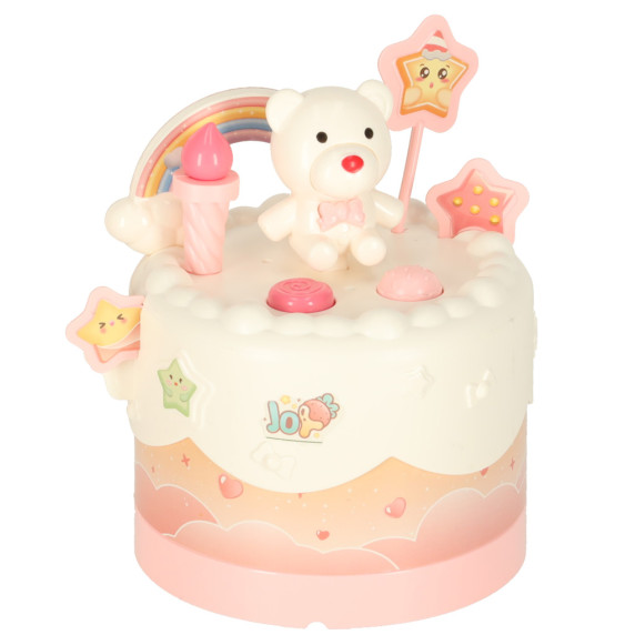 Tort aniversar de feliat cu melodie, 16 piese – ROTATING MUSIC CAKE – roz