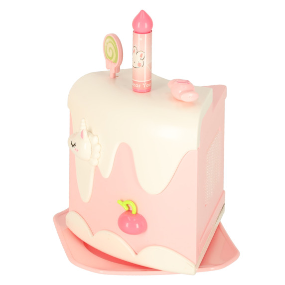 Tort aniversar de feliat cu melodie, 16 piese – ROTATING MUSIC CAKE – roz