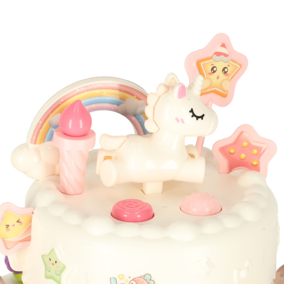 Tort aniversar de feliat cu melodie, 16 piese – ROTATING MUSIC CAKE – roz
