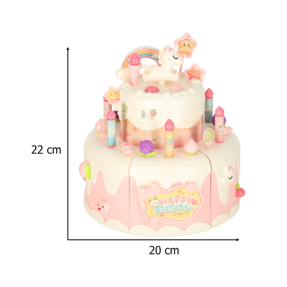 Tort aniversar de feliat cu melodie, 16 piese – ROTATING MUSIC CAKE – roz