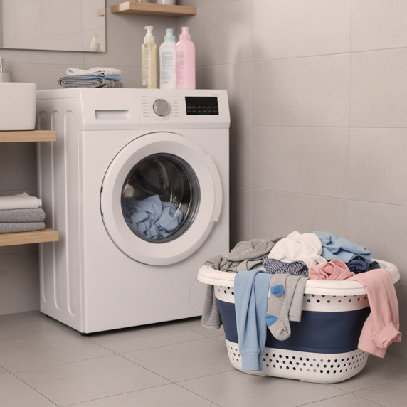 Összecsukható szilikon szennyestartó kosár 32 liter 51x40x30 cm