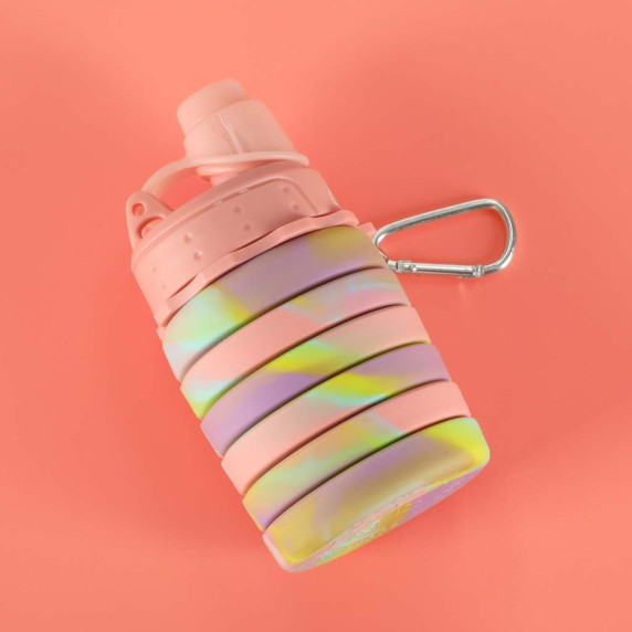 Összecsukható szilikon vizes palack, kulacs 500 ml Inlea4Home - Szivárványszínű