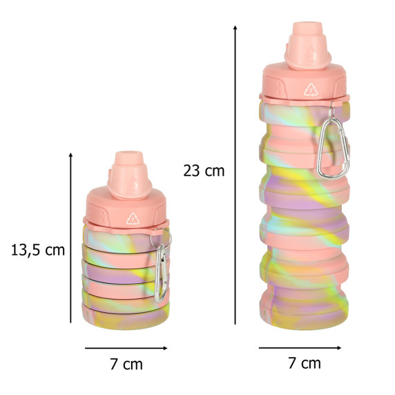 Összecsukható szilikon vizes palack, kulacs 500 ml Inlea4Home - Szivárványszínű