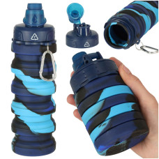Összecsukható szilikon vizes palack, kulacs 500 ml Inlea4Home - Kék - 