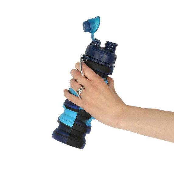 Összecsukható szilikon vizes palack, kulacs 500 ml Inlea4Home - Kék