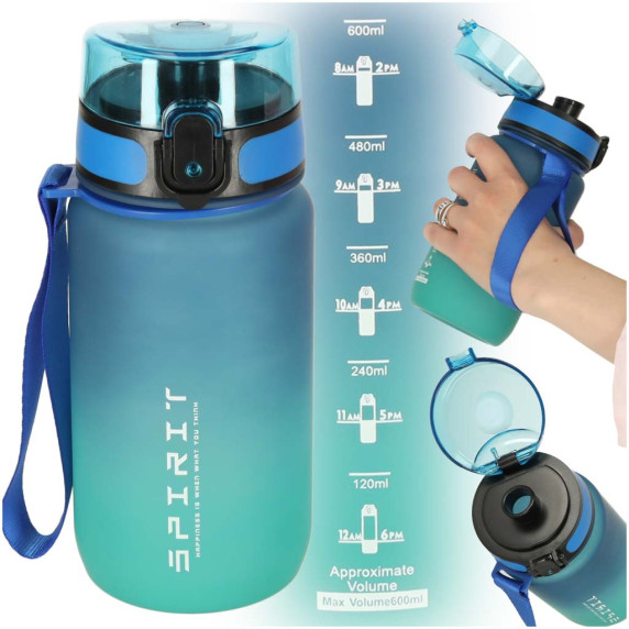 Vizes palack kulacs 600 ml SPIRIT - Kék/zöld