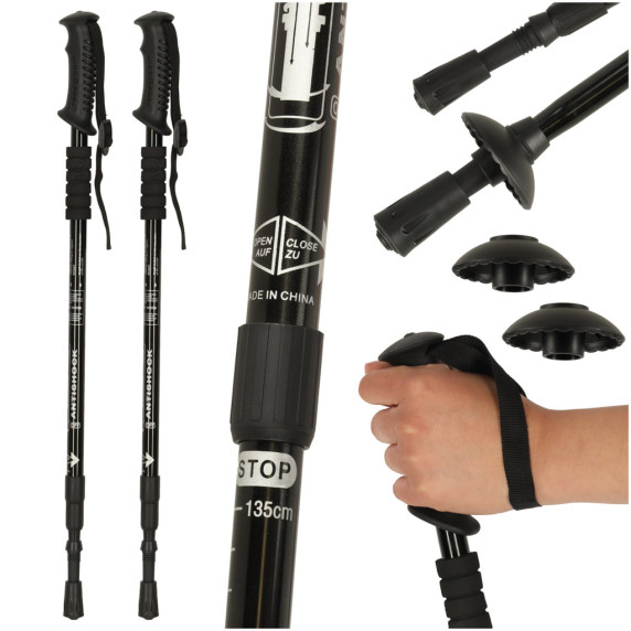 Nordic walking botok összecsukható 2 darab - Fekete