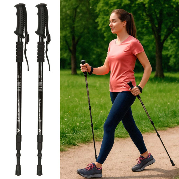 Nordic walking botok összecsukható 2 darab - Fekete