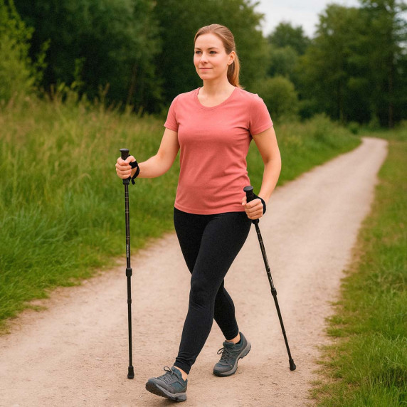 Nordic walking botok összecsukható 2 darab - Fekete