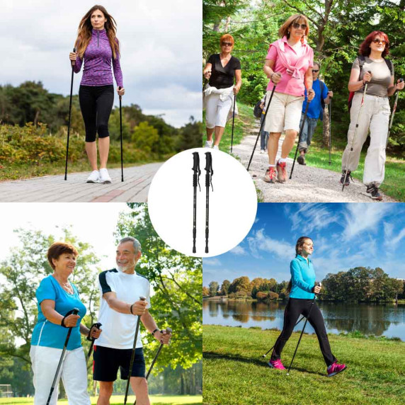 Nordic walking botok összecsukható 2 darab - Fekete