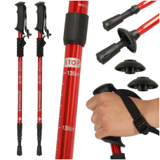 Bețe Nordic Walking pliabile – 2 bucăți – culoare roșie - 