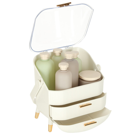 Organizér na kozmetiku so zásuvkami 38 x 28 x 20 cm - biely