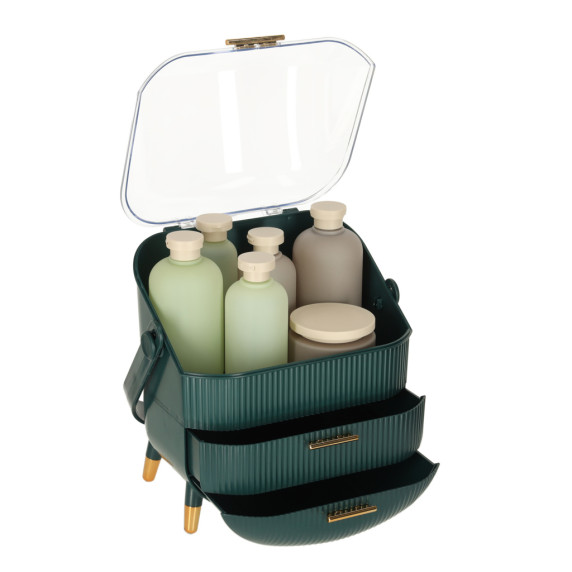 Organizér na kozmetiku so zásuvkami 38 x 28 x 20 cm - zelený