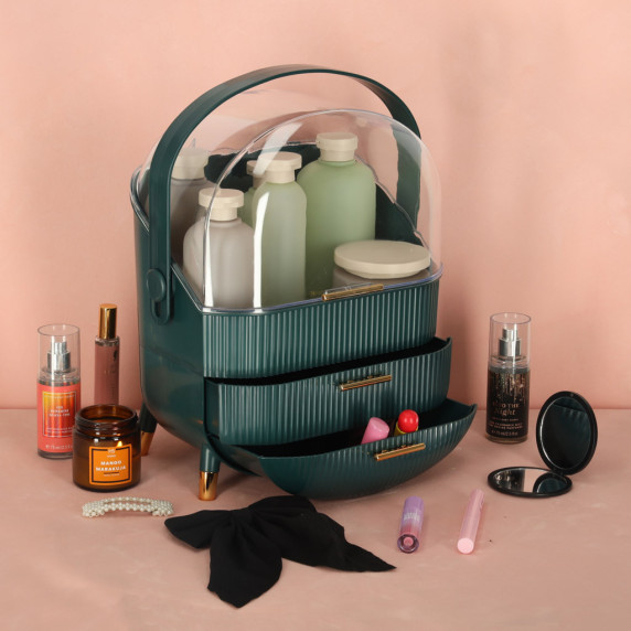 Organizér na kozmetiku so zásuvkami 38 x 28 x 20 cm - zelený