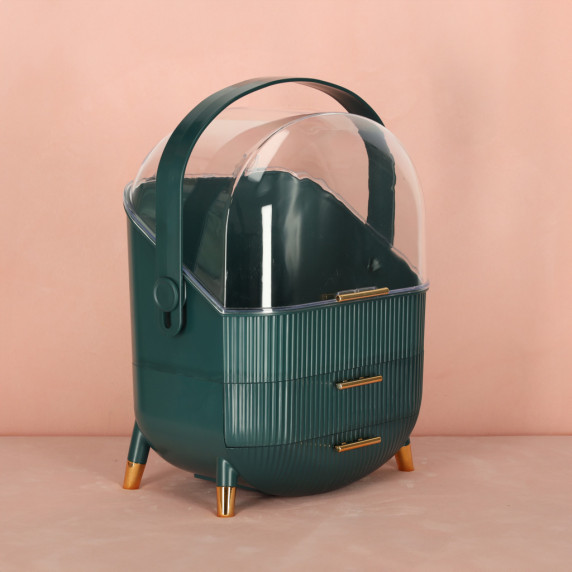 Organizér na kozmetiku so zásuvkami 38 x 28 x 20 cm - zelený