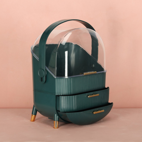 Organizér na kozmetiku so zásuvkami 38 x 28 x 20 cm - zelený
