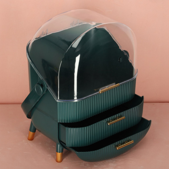 Organizér na kozmetiku so zásuvkami 38 x 28 x 20 cm - zelený