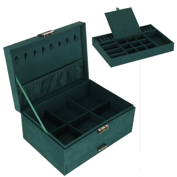 Orgaizator  pentru bijuterii  24 x 17 x 11 cm –  Inlea4Home – Verde închis
